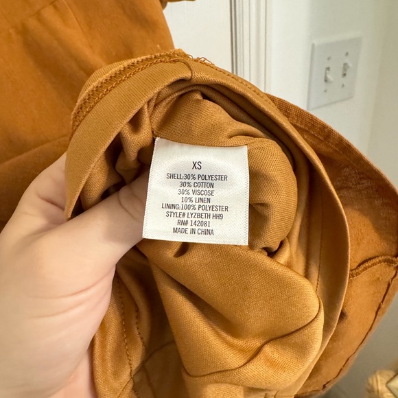 Linen Blend Puff Shoulder Squareneck Mini Dress - Picture 3 of 4